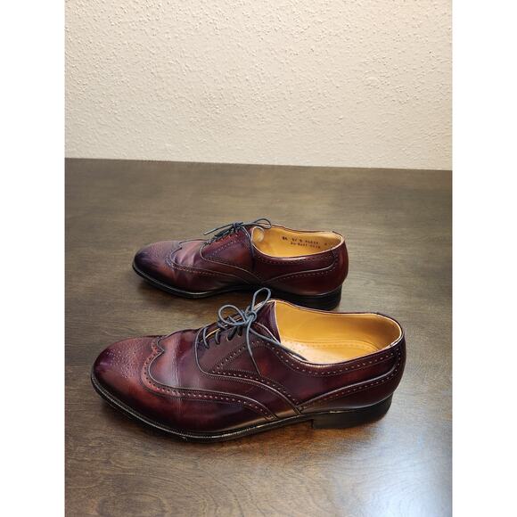 JOHNSTON & MURPHY Men\'s Leather Ombr Wingtip Burgundy Dress Shoes Size  8.5